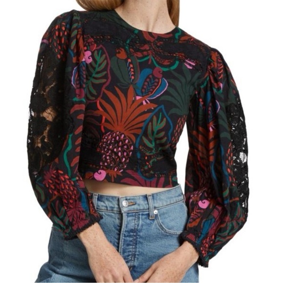 FARM Rio Tops - FARM Rio | Women’s Frutis Dream Puff Sleeve Blouse Size Large